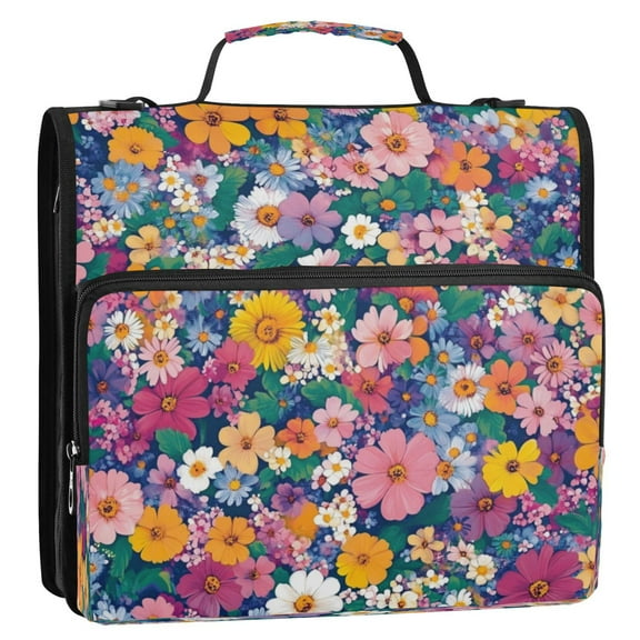 Zipper Binder 3 Rings Stationery Office Files Daily Organizer File Folder Storage Bag Colorful Small Daisy