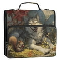thumbnail image 1 of Zipper Binder 3 Rings Stationery Office Files Daily Organizer File Folder Storage Bag Gray Wolf and Squirrel, 1 of 8