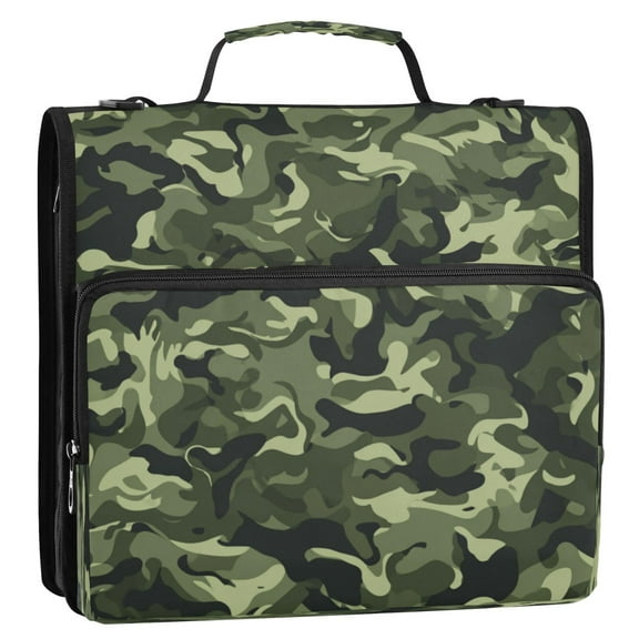 Zipper Binder 3 Rings Stationery Office Files Daily Organizer File Folder Storage Bag Green Army Camouflage