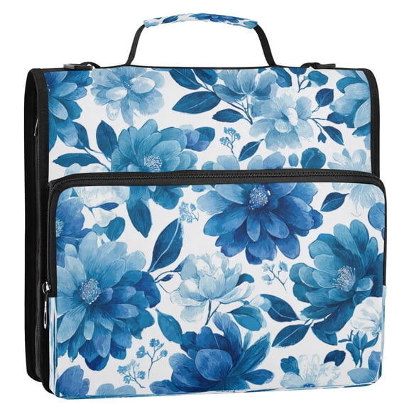Zipper Binder 3 Rings Stationery Office Files Daily Organizer File Folder Storage Bag Large Blooms