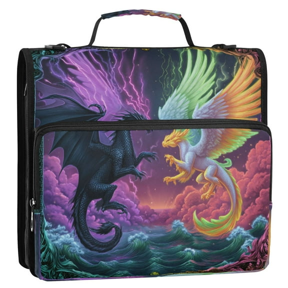 Zipper Binder 3 Rings Stationery Office Files Daily Organizer File Folder Storage Bag Magic Dragon Game Card