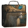 thumbnail image 1 of Zipper Binder 3 Rings Stationery Office Files Daily Organizer File Folder Storage Bag Majestic Lion and A Butterfly, 1 of 8