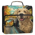 thumbnail image 1 of Zipper Binder 3 Rings Stationery Office Files Daily Organizer File Folder Storage Bag Mischievous Golden Retriever, 1 of 8