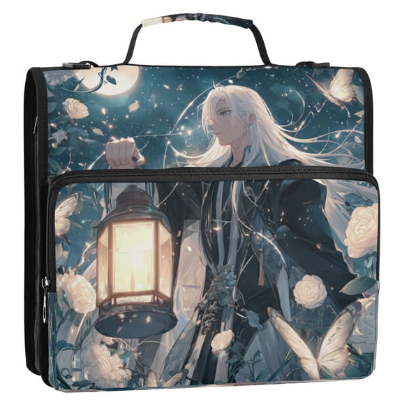 Zipper Binder 3 Rings Stationery Office Files Daily Organizer File Folder Storage Bag Moonlight Messenger