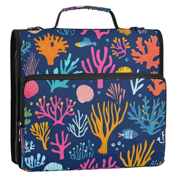 Zipper Binder 3 Rings Stationery Office Files Daily Organizer File Folder Storage Bag Ocean Life