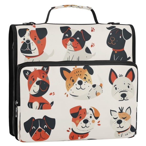 Zipper Binder 3 Rings Stationery Office Files Daily Organizer File Folder Storage Bag Portrait Of A Dog 1