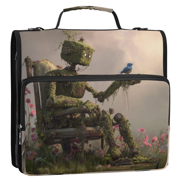 Zipper Binder 3 Rings Stationery Office Files Daily Organizer File Folder Storage Bag Robotics and Nature