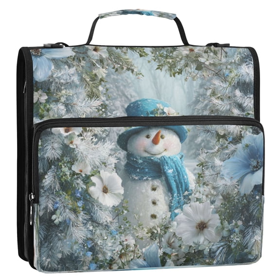 Zipper Binder 3 Rings Stationery Office Files Daily Organizer File Folder Storage Bag Snowman in The Frozen World