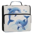 thumbnail image 1 of Zipper Binder 3 Rings Stationery Office Files Daily Organizer File Folder Storage Bag Two Cute Dolphins Pattern, 1 of 8