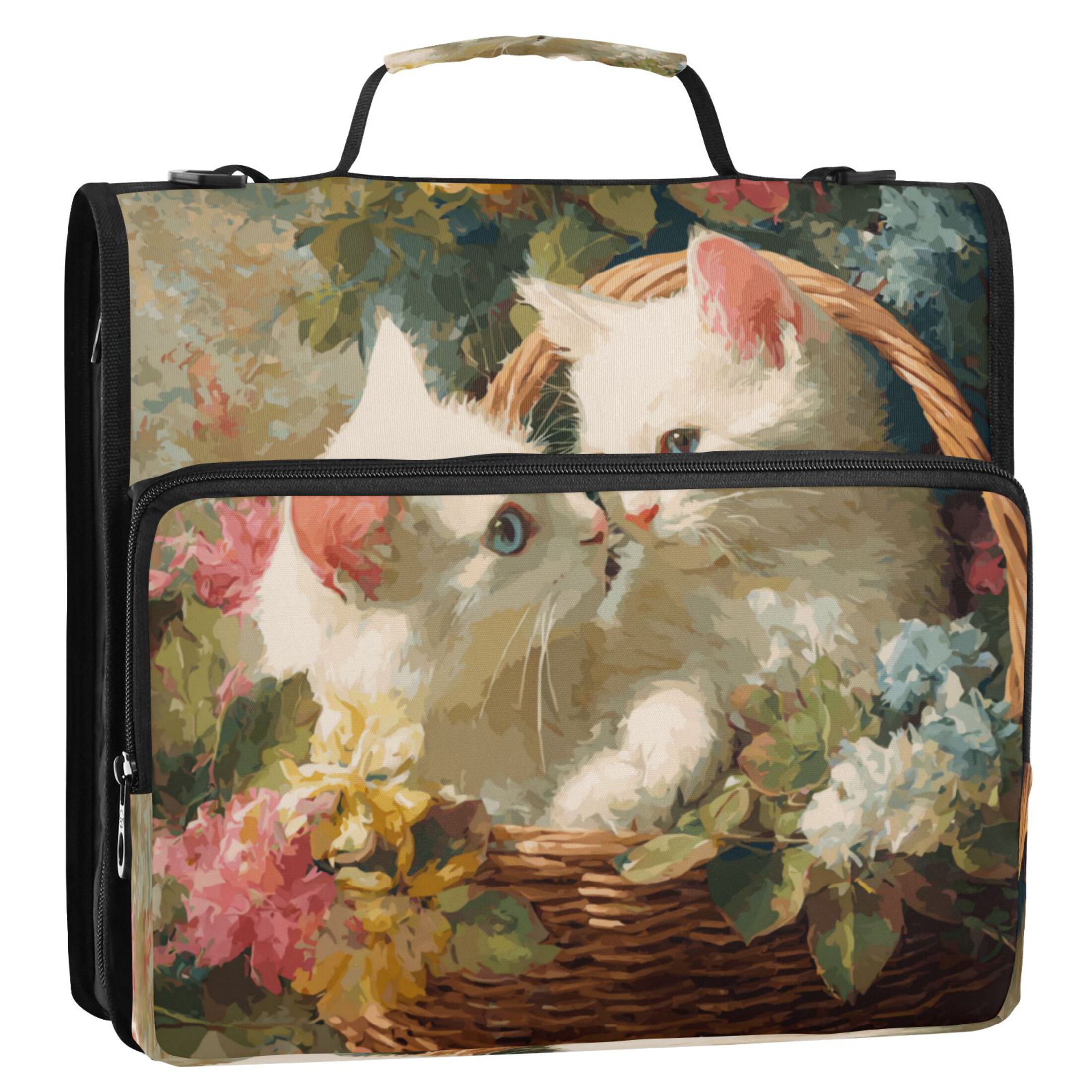 Cat File Floder Computer Zipper Binder 3 Rings Stationery Office Files Daily Organizer File ...