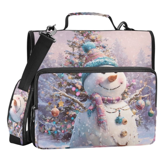 Zipper Binder A Snowman in Close-up 1.5 Inch Binder Folder Bag with Shoulder Strap and Handle