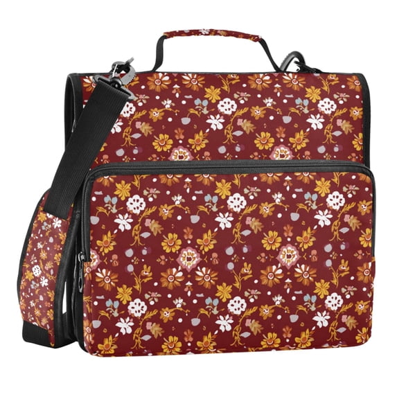 Zipper Binder Artistic Pattern 1.5 Inch Binder Folder Bag with Shoulder Strap and Handle