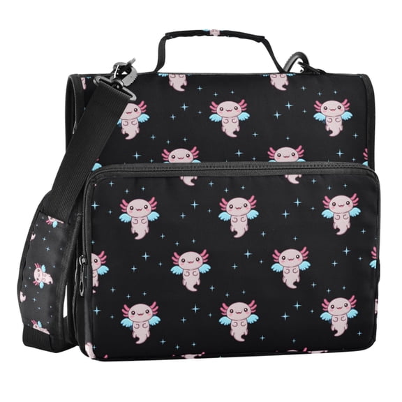 Zipper Binder Axolotl Wing 1.5 Inch Binder Folder Bag with Shoulder Strap and Handle