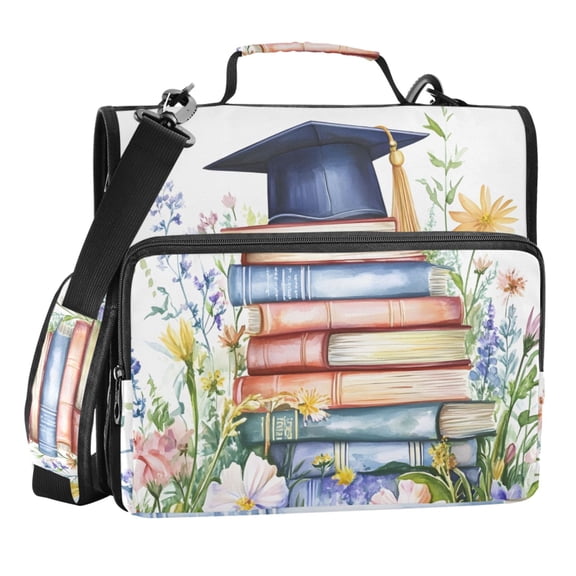 Zipper Binder Books 1.5 Inch Binder Folder Bag with Shoulder Strap and Handle