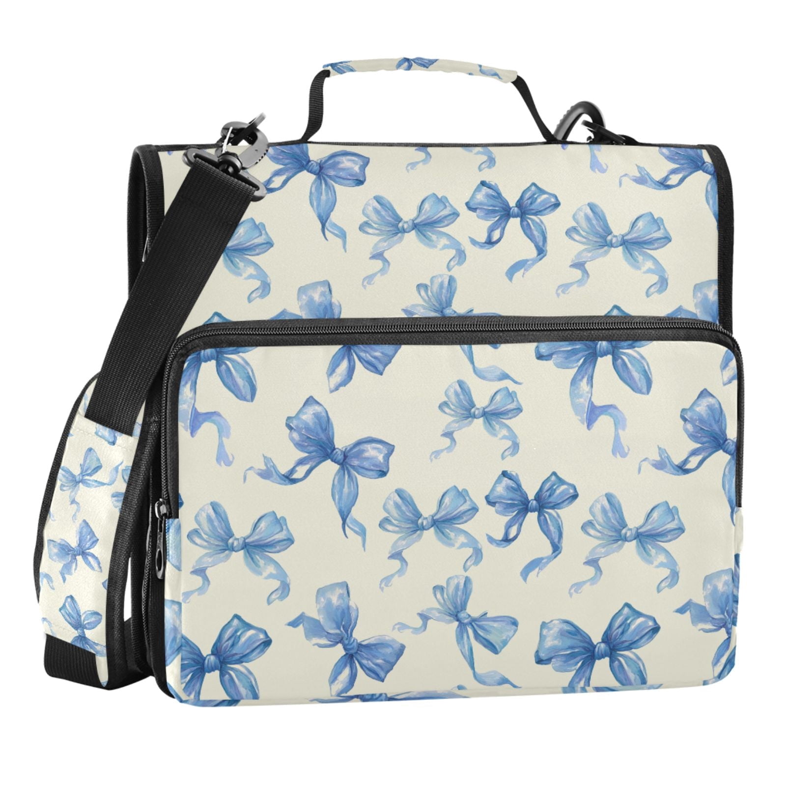 Zipper Binder Bow 1.5 Inch Binder Folder Bag with Shoulder Strap and Handle