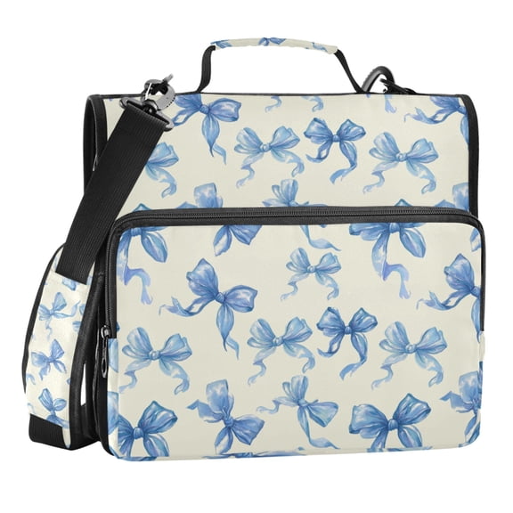 Zipper Binder Bow 1.5 Inch Binder Folder Bag with Shoulder Strap and Handle