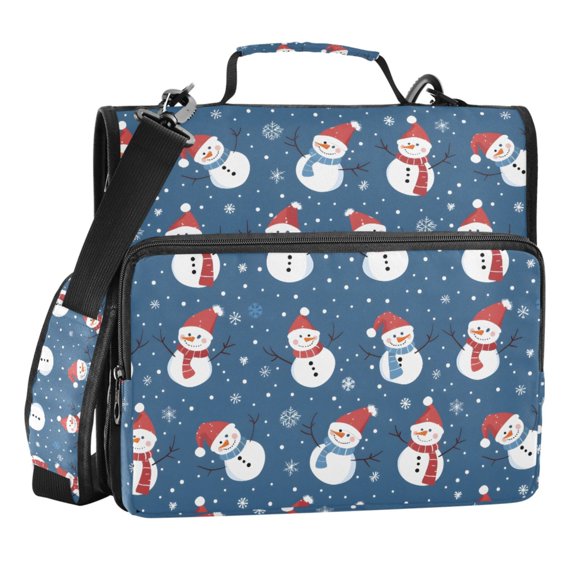 Zipper Binder Cartoon Snowman 1.5 Inch Binder Folder Bag with Shoulder Strap and Handle