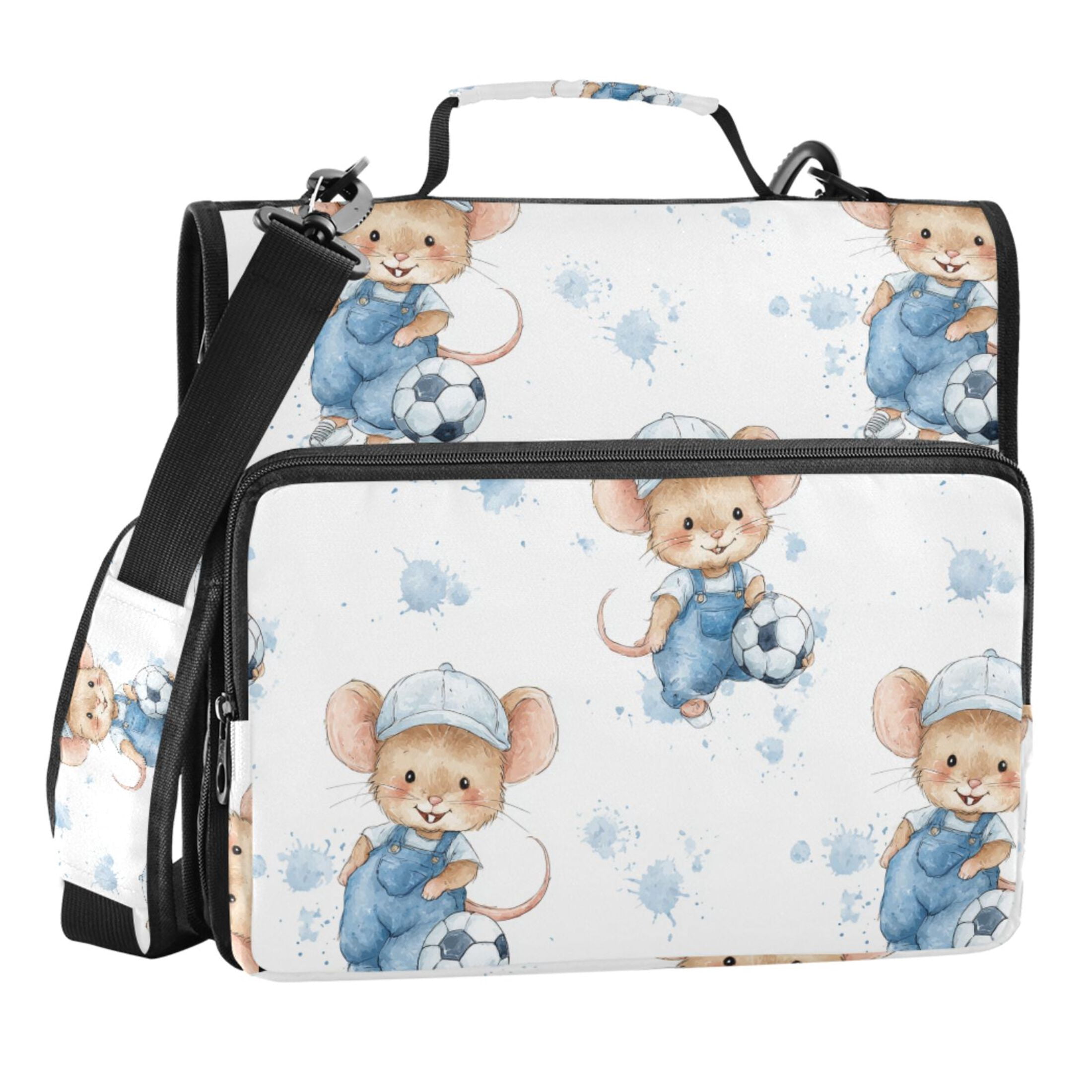 Mouse Button Binder Zipper Binder Cartoon Soccer Mouse 1.5 Inch Binder Folder Bag with ...