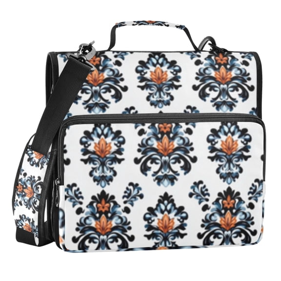Zipper Binder Classical Design Decoration 1.5 Inch Binder Folder Bag with Shoulder Strap and Handle