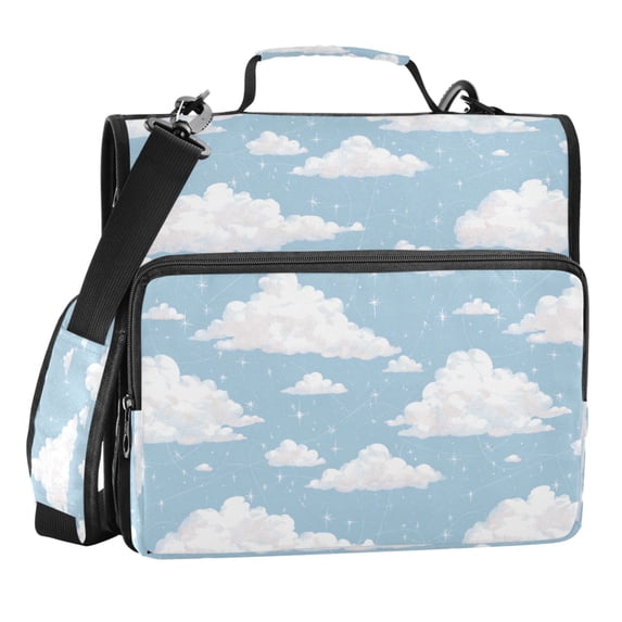 Zipper Binder Clouds Floating in The Sky 1.5 Inch Binder Folder Bag with Shoulder Strap and Handle