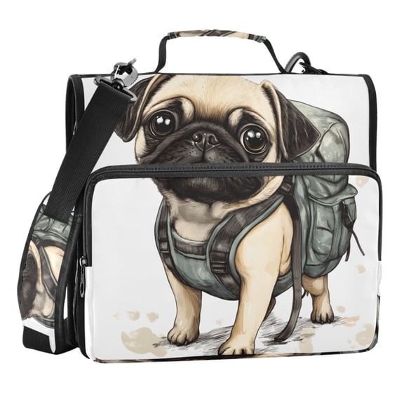 Zipper Binder Dog Army Green Backpack 1.5 Inch Binder Folder Bag with Shoulder Strap and Handle