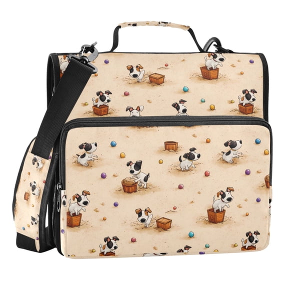 Zipper Binder Dog Box 1.5 Inch Binder Folder Bag with Shoulder Strap and Handle