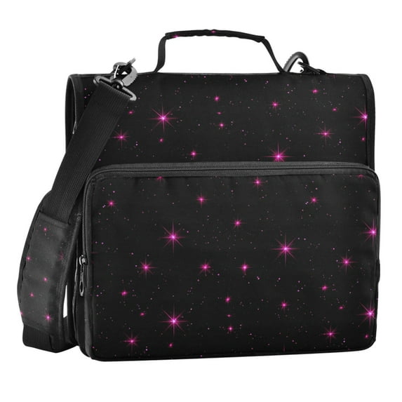 Zipper Binder Glowing Stars 1.5 Inch Binder Folder Bag with Shoulder Strap and Handle