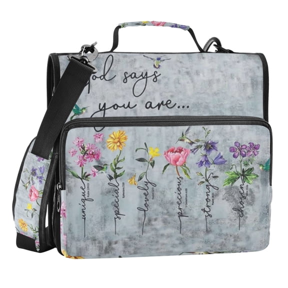 Zipper Binder God Says You Are Positive Quote 1.5 Inch Binder Folder Bag with Shoulder Strap and Handle