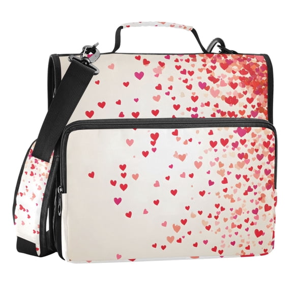 Zipper Binder Heart 1.5 Inch Binder Folder Bag with Shoulder Strap and Handle
