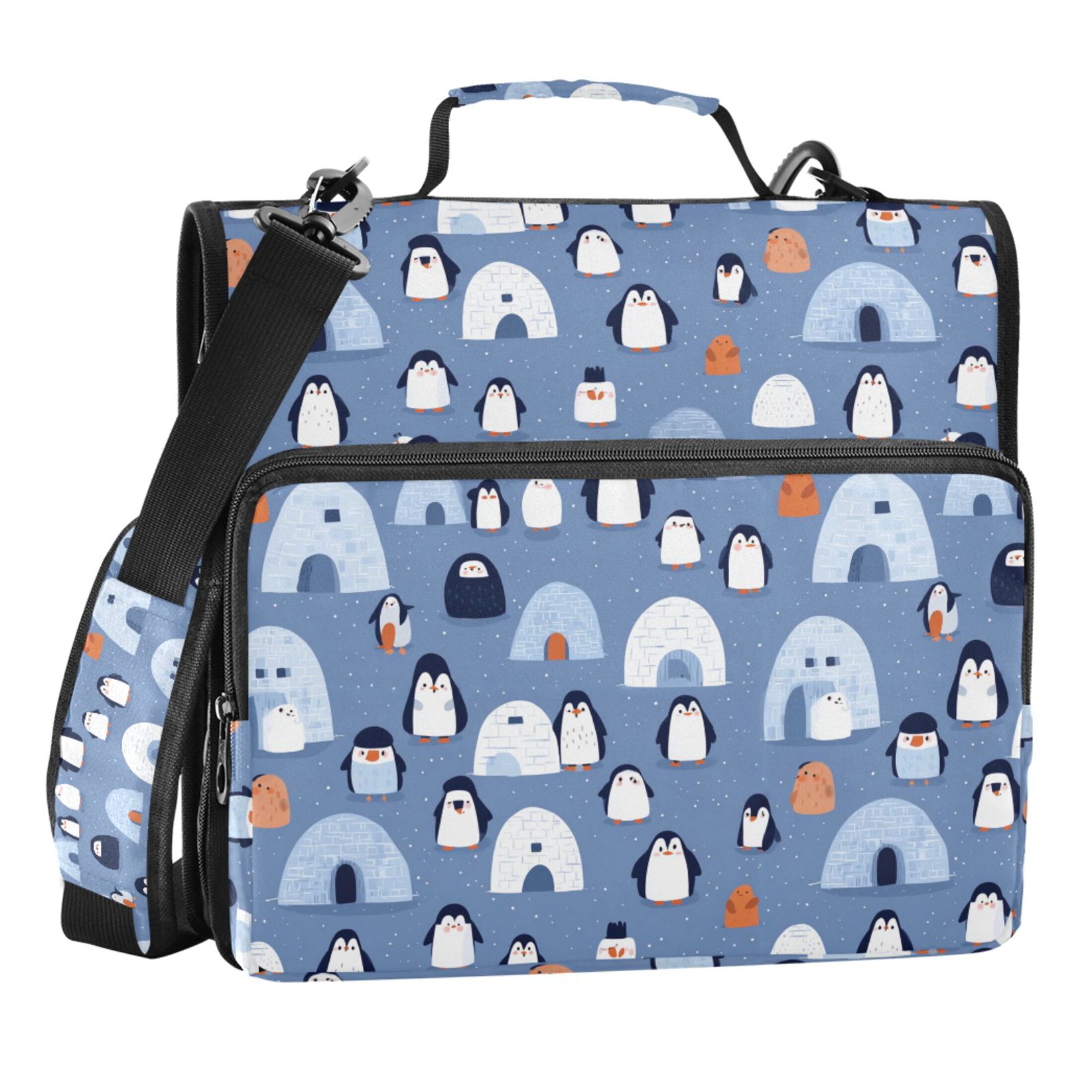Zipper Binder Igloo Penguin 1.5 Inch Binder Folder Bag with Shoulder ...