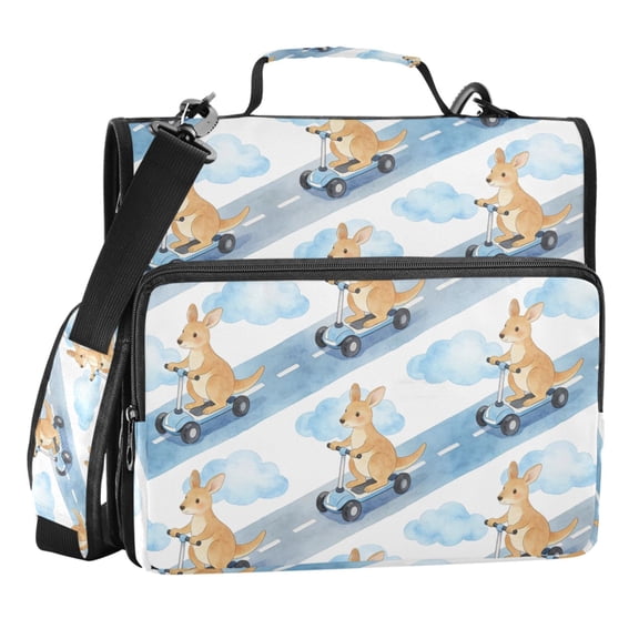Zipper Binder Kangaroo Bicycle 1.5 Inch Binder Folder Bag with Shoulder Strap and Handle