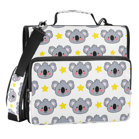 Zipper Binder Koala Stars 1.5 Inch Binder Folder Bag with Shoulder Strap and Handle