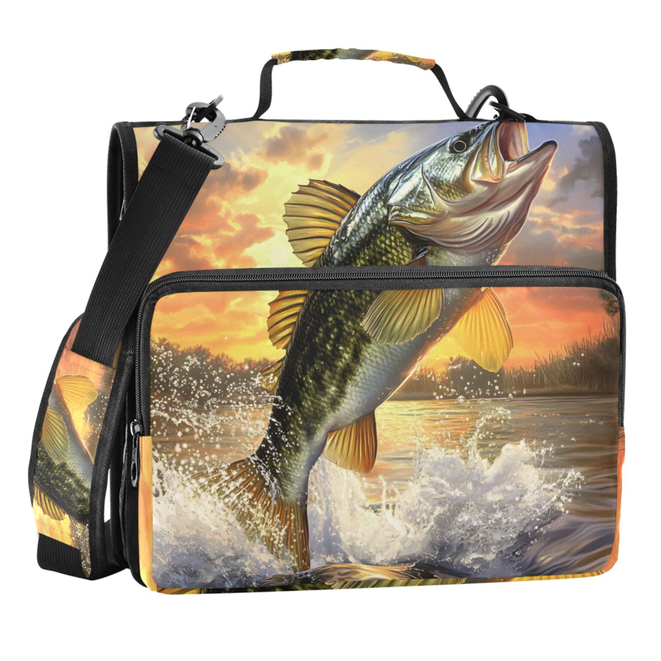 Zipper Binder Large Mouth Bass Jumping 1.5 Inch Binder Folder Bag with ...