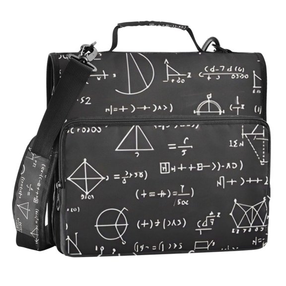 Zipper Binder Mathematics Publicity 1.5 Inch Binder Folder Bag with Shoulder Strap and Handle