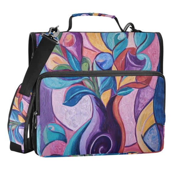 Zipper Binder Modern Art 1.5 Inch Binder Folder Bag with Shoulder Strap and Handle