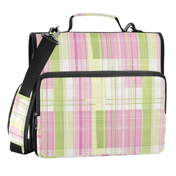 Zipper Binder Modern Art Grid 1.5 Inch Binder Folder Bag with Shoulder Strap and Handle