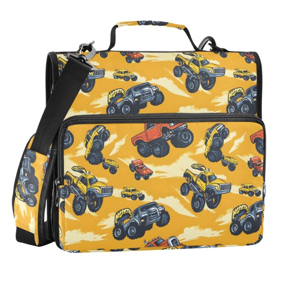 Zipper Binder Mountain Bike Patttern 1.5 Inch Binder Folder Bag with Shoulder Strap and Handle
