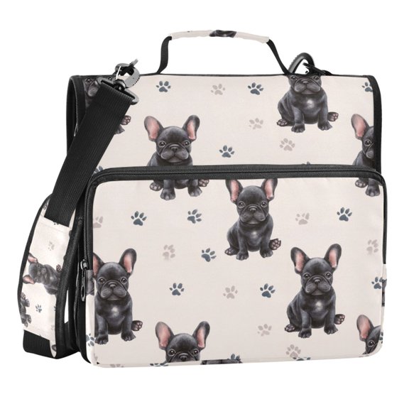 Zipper Binder Pug 1.5 Inch Binder Folder Bag with Shoulder Strap and Handle