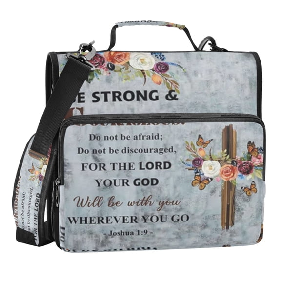 Zipper Binder Religious Quote 1.5 Inch Binder Folder Bag with Shoulder Strap and Handle