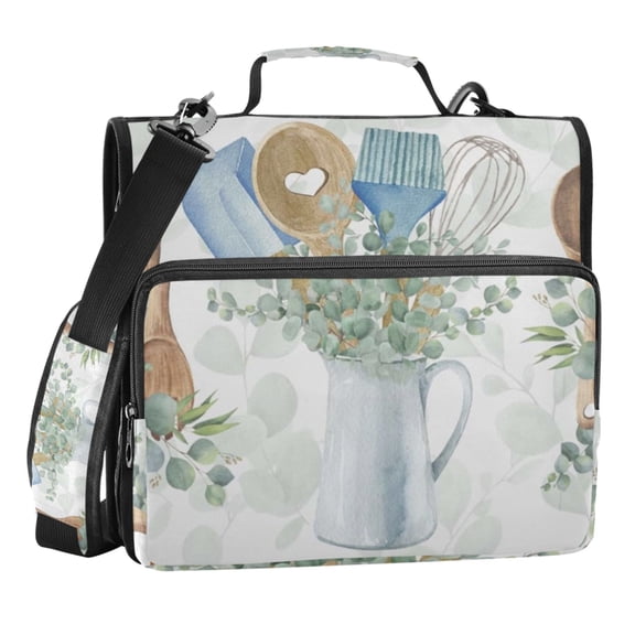 Zipper Binder Sage Green 1.5 Inch Binder Folder Bag with Shoulder Strap and Handle
