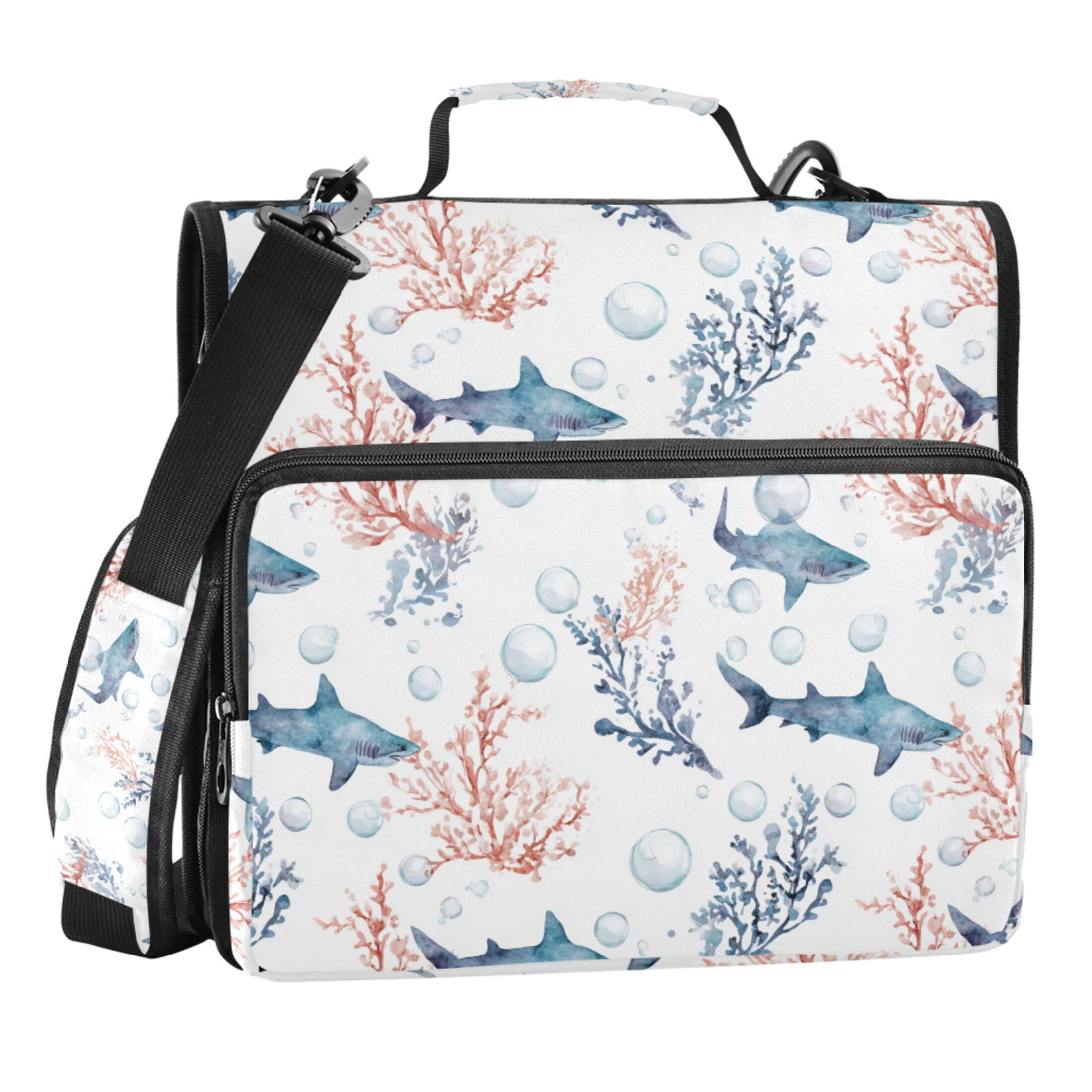 Zipper Binder Shark 1.5 Inch Binder Folder Bag with Shoulder Strap and Handle