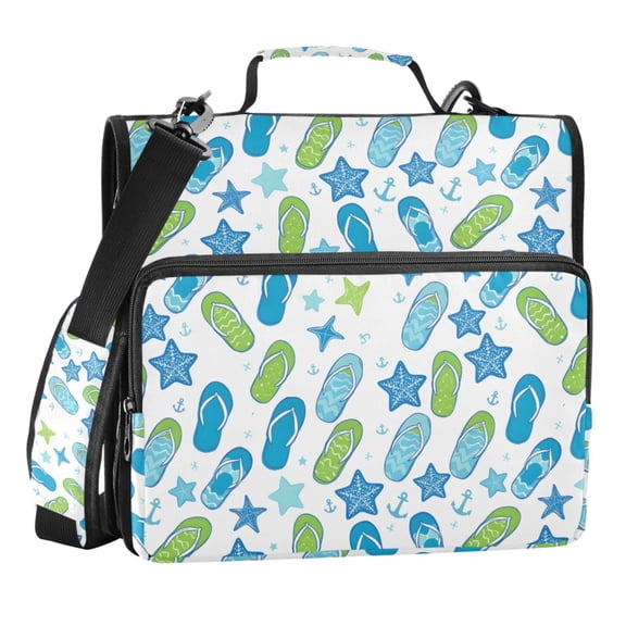 Zipper Binder Slippers Stars 1.5 Inch Binder Folder Bag with Shoulder Strap and Handle