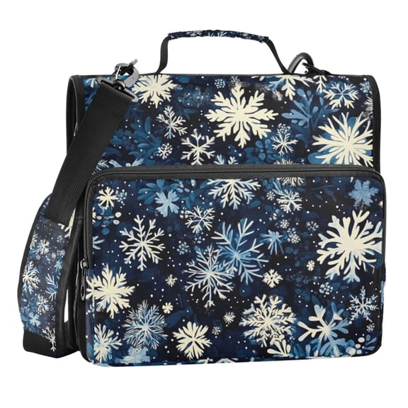 Zipper Binder Snowflake 1.5 Inch Binder Folder Bag with Shoulder Strap and Handle