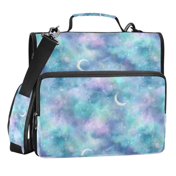 Zipper Binder Soft Osmic Galaxy 1.5 Inch Binder Folder Bag with Shoulder Strap and Handle