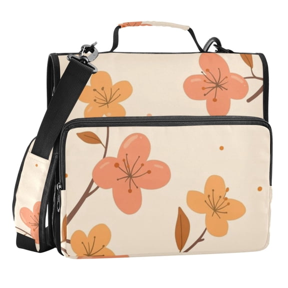 Zipper Binder Spring Wildflowers 1.5 Inch Binder Folder Bag with Shoulder Strap and Handle