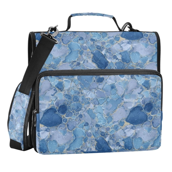 Zipper Binder Stone Texture 1.5 Inch Binder Folder Bag with Shoulder Strap and Handle