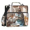 thumbnail image 1 of Zipper Binder Striped Cat Washing Dishes 1.5 Inch Binder Folder Bag with Shoulder Strap and Handle, 1 of 8