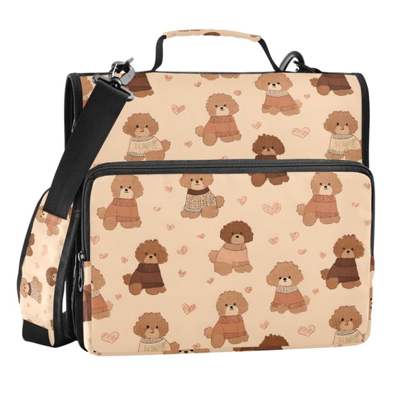 Zipper Binder Sweater Dog Love 1.5 Inch Binder Folder Bag with Shoulder Strap and Handle