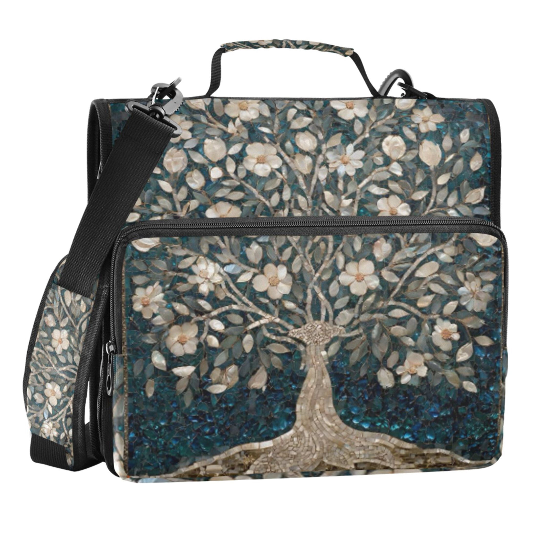 Zipper Binder Tree Of Life 1.5 Inch Binder Folder Bag with Shoulder Strap and Handle