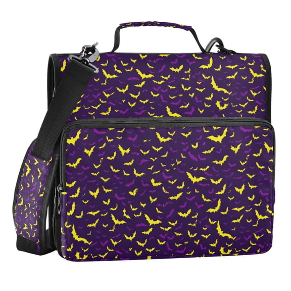 Zipper Binder Yellow Bats 1.5 Inch Binder Folder Bag with Shoulder Strap and Handle